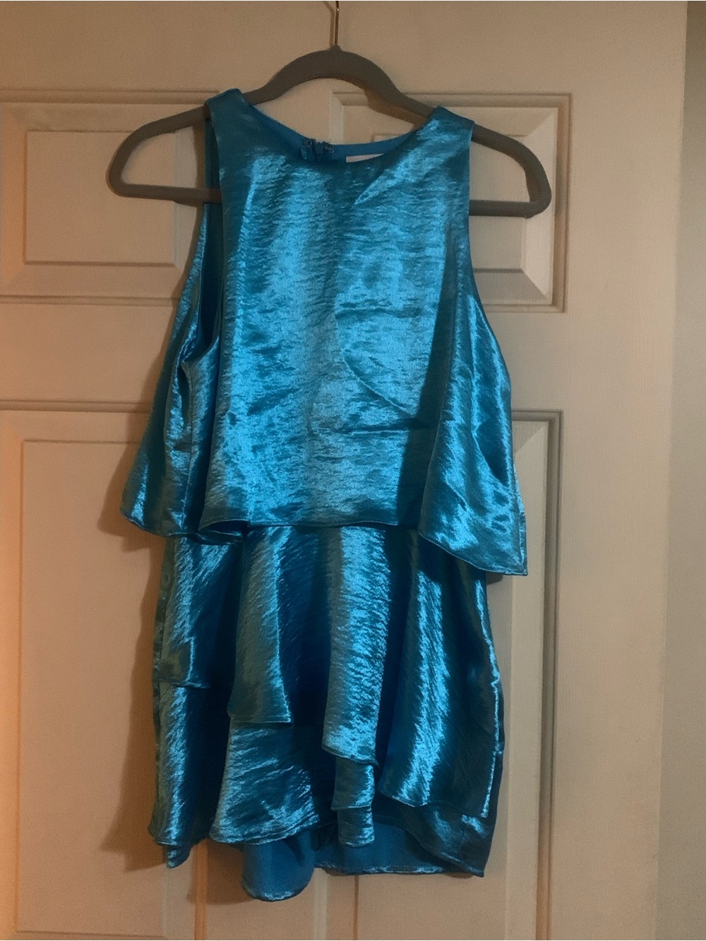 Bright Blue Satin Tiered Romper by Idem Ditto